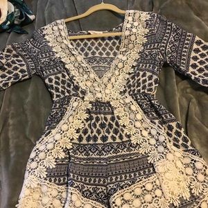 Blue and white romper